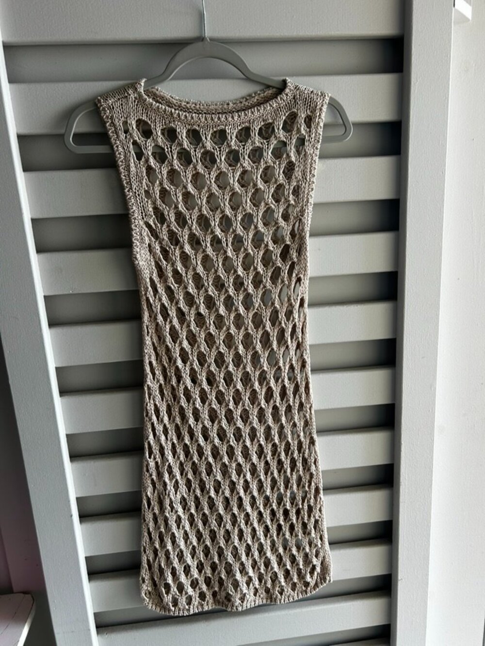 Beige Crochet Swim Coverup Dress